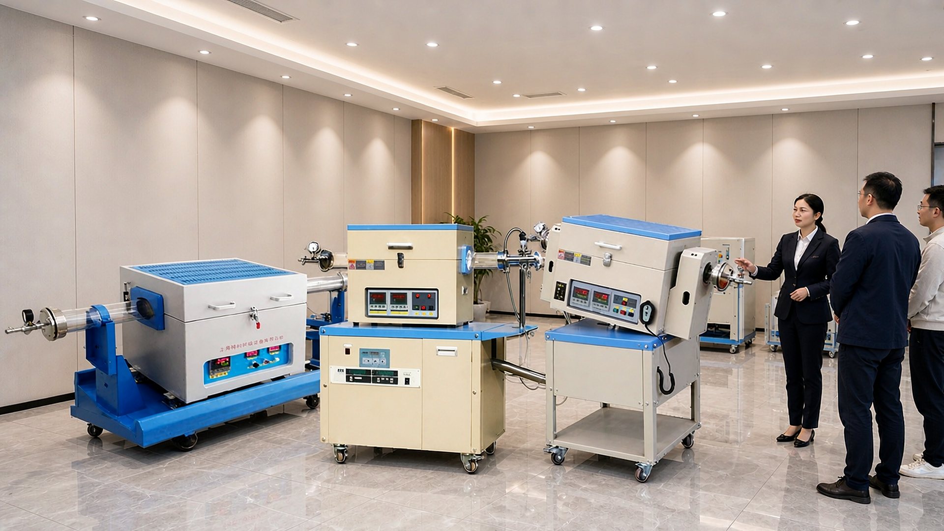 HuanYu showroom displaying laboratory and thermal processing equipment
