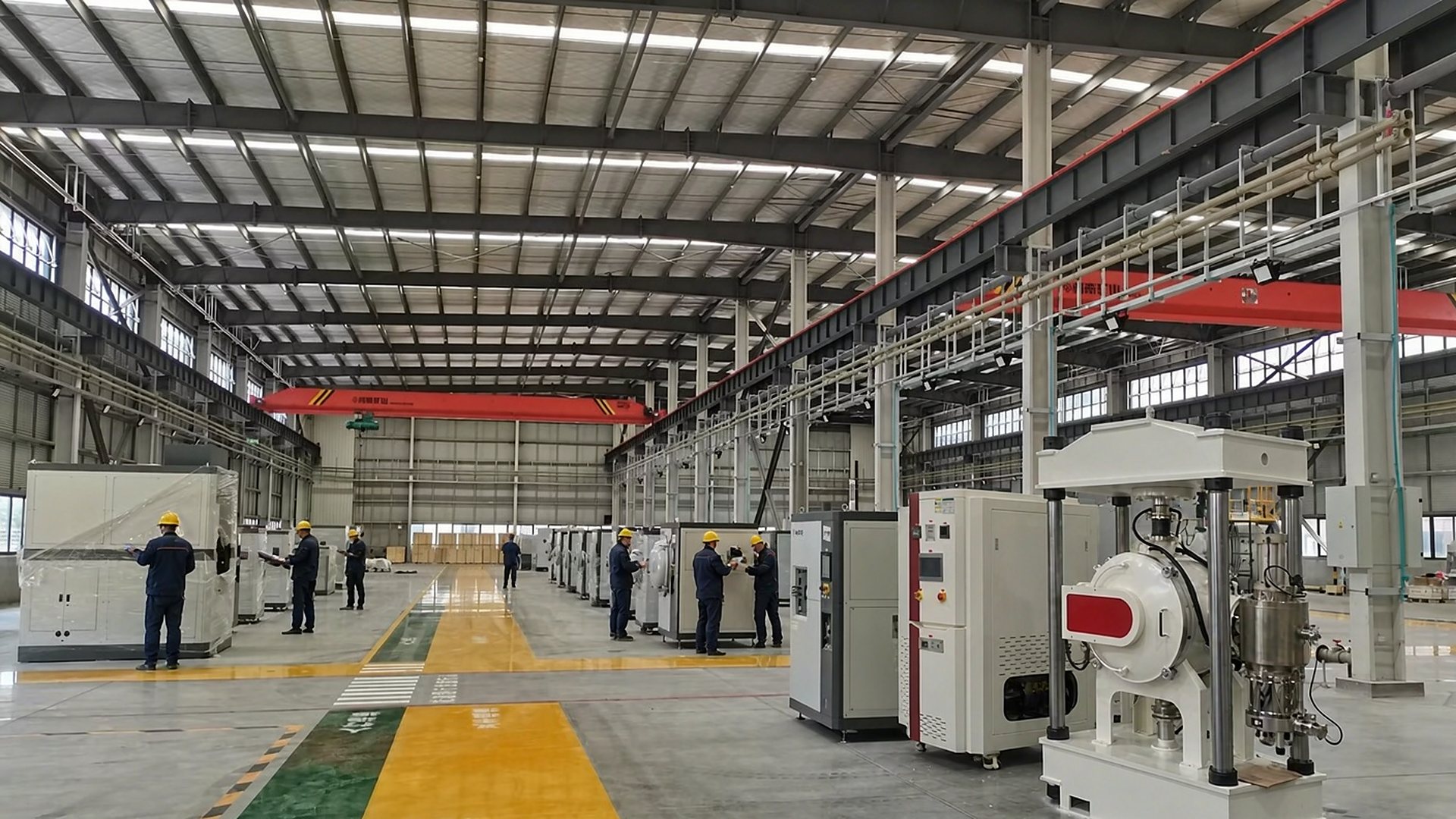 HuanYu production workshop with thermal processing equipment and assembly work